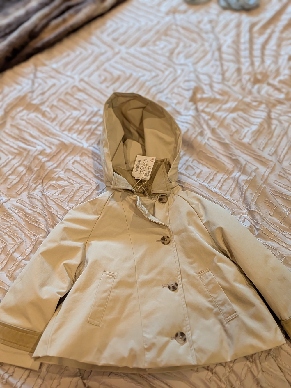 Zara Kids Hooded Raincoat in Tan